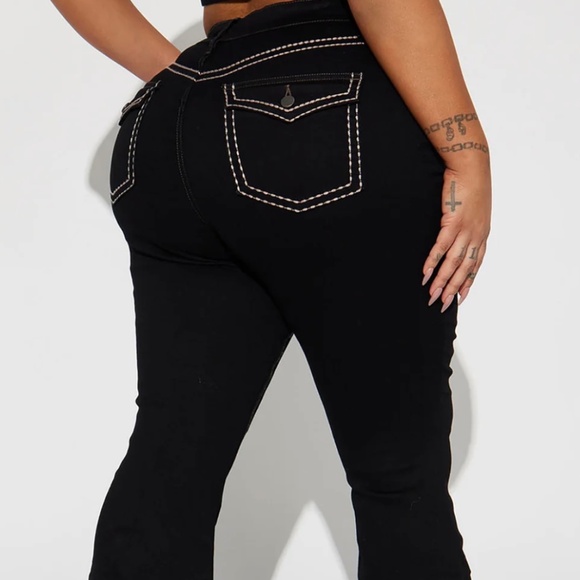 Mid Rise Stretch Flare Jeans Black - Picture 4 of 7